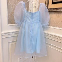 EverythingCuteClub Dress + Rompers Daughter Of Sea Mesh Dress Short Sleeve Puff Sleeve High Waist Dress