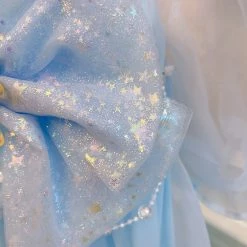 EverythingCuteClub Dress + Rompers Daughter Of Sea Mesh Dress Short Sleeve Puff Sleeve High Waist Dress