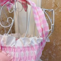 EverythingCuteClub Pink Check Halter Crop Top