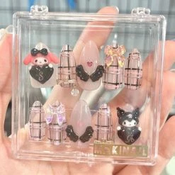 EverythingCuteClub Kuromi&Melody Harajuku Jiraikei Acrylic Nails Fake Nails Nails Tip Handmade Accessories