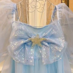 EverythingCuteClub Dress + Rompers Daughter Of Sea Mesh Dress Short Sleeve Puff Sleeve High Waist Dress