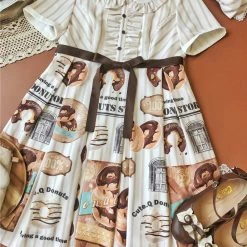 CuteQ Donuts Coffee Shop Lolita Daily Op One Piece Dress Dolly Collar 23 CuteQ Donuts Coffee Shop Lolita Daily Op One Piece Dress Dolly Collar