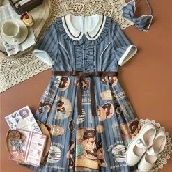CuteQ Donuts Coffee Shop Lolita Daily Op One Piece Dress Dolly Collar 20 CuteQ Donuts Coffee Shop Lolita Daily Op One Piece Dress Dolly Collar