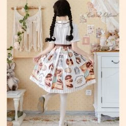 CuteQ Donuts Coffee Shop Lolita Daily Op One Piece Dress Dolly Collar 26 CuteQ Donuts Coffee Shop Lolita Daily Op One Piece Dress Dolly Collar