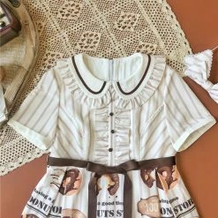 CuteQ Donuts Coffee Shop Lolita Daily Op One Piece Dress Dolly Collar 24 CuteQ Donuts Coffee Shop Lolita Daily Op One Piece Dress Dolly Collar