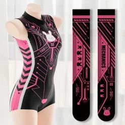 EverythingCuteClub CyberPunk D.va Theme One Piece Swim Suit + Stocking