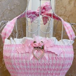 EverythingCuteClub Pink Check Halter Crop Top