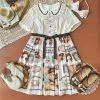 CuteQ Donuts Coffee Shop Lolita Daily Op One Piece Dress Dolly Collar