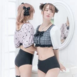 EverythingCuteClub Kawaii Navy Collar Girly Swimsuit Set Two Ways Of Wearing