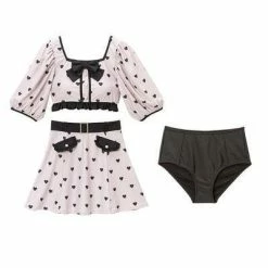 EverythingCuteClub Kawaii Navy Collar Girly Swimsuit Set Two Ways Of Wearing