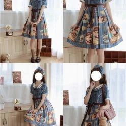 CuteQ Donuts Coffee Shop Lolita Daily Op One Piece Dress Dolly Collar 28 CuteQ Donuts Coffee Shop Lolita Daily Op One Piece Dress Dolly Collar