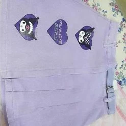 EverythingCuteClub Purple Pleated Skirt Kuromi Pattern
