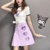 EverythingCuteClub Purple Pleated Skirt Kuromi Pattern
