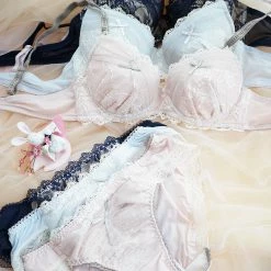 EverythingCuteClub Refinement Japanese Style Bra Shining Mesh Bra Set Lingerie Pyjamas Big Size Available Lingerie + Panties + Sleepwear + Socks
