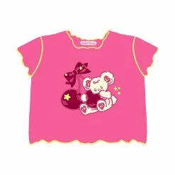 EverythingCuteClub BP Cherry Bear Crop Top / Oversized T-shirt