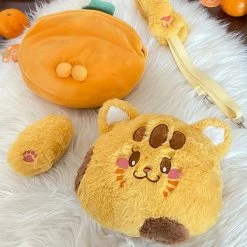 EverythingCuteClub Tangerine Cat Plushies Bag (you Can Change Its Clothes)