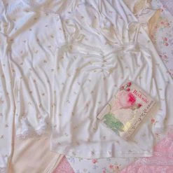 EverythingCuteClub Sales 41 EverythingCuteClub 3 Pieces Girly Flower Print Pattern Pyjamas Set Cami Lingerie + Panties + Sleepwear + Socks