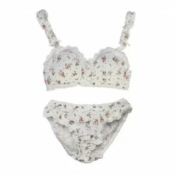 EverythingCuteClub Lingerie + Panties + Sleepwear + Socks Tiny Flower Print Cotton Bralette + Underwear