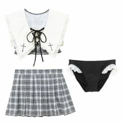 EverythingCuteClub Top Cross Sailor Collar Swimsuit Set