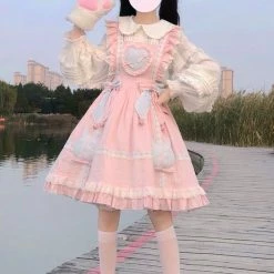 EverythingCuteClub Pre-order Casual Lolita Cotton Candy Cat Lolita Dress Jsk Dress + Rompers