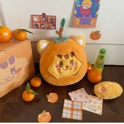 EverythingCuteClub Tangerine Cat Plushies Bag (you Can Change Its Clothes)