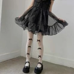 EverythingCuteClub Lingerie + Panties + Sleepwear + Socks White Pantyhose With Black Bowknot Buy 2 Get 1 Free