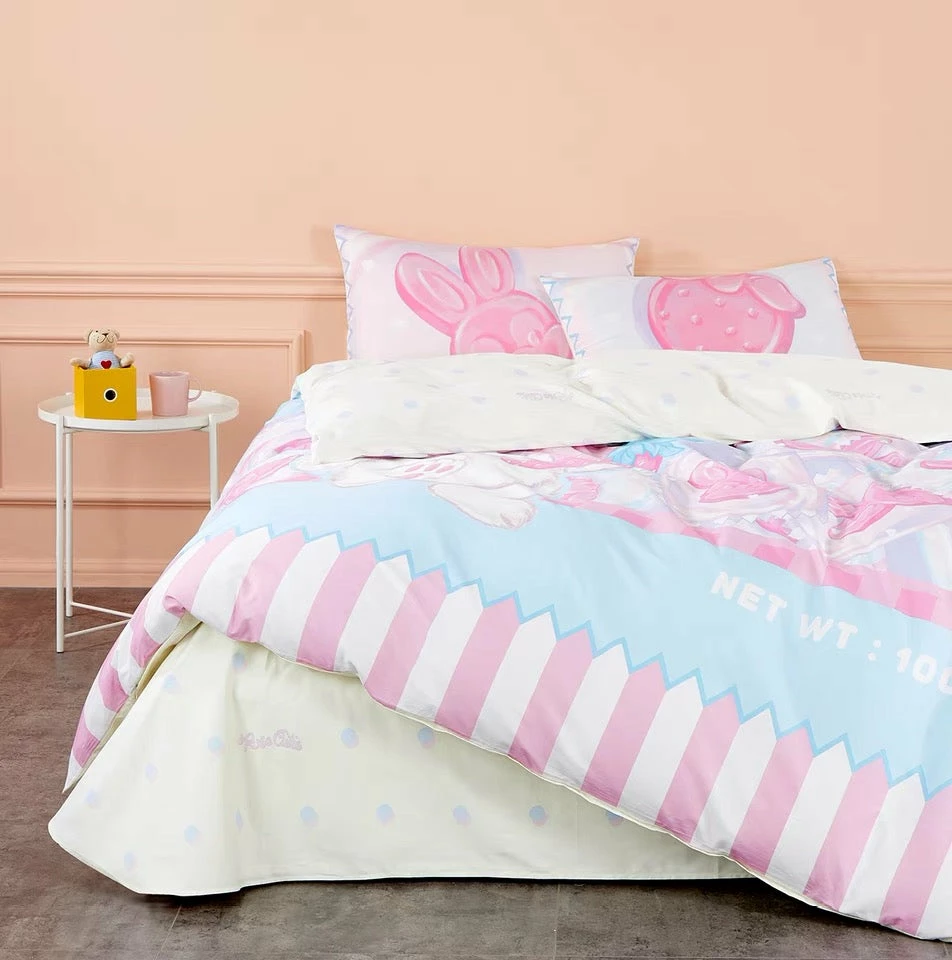 EverythingCuteClub Rabbit Strawberry Girly Room Bedding Set Cotton Bed Linen Bed Linen / Bedding Sets 5 EverythingCuteClub Rabbit Strawberry Girly Room Bedding Set Cotton Bed Linen Bed Linen / Bedding Sets