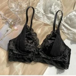 EverythingCuteClub Lingerie + Panties + Sleepwear + Socks Velvet White Rose Bralette 15 EverythingCuteClub Lingerie + Panties + Sleepwear + Socks Velvet White Rose Bralette