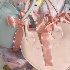 Baby Face Accessories Heart Shape Ribbon Mini Handbag Crossbody Bag