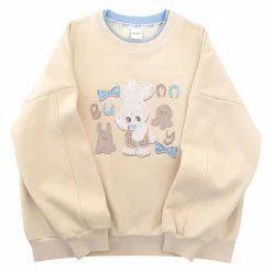 EverythingCuteClub Rabbit Octopus Friends Yellow Sweatshirt Tops