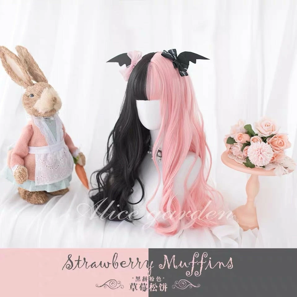 EverythingCuteClub Strawberry Muffins Black Pink Hair Wigs 4 EverythingCuteClub Strawberry Muffins Black Pink Hair Wigs