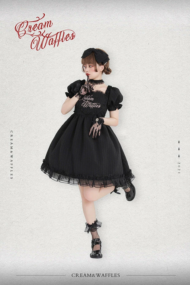 EverythingCuteClub Black Choco Cream Waffle Dolly Dress One Piece Dress 10 EverythingCuteClub Black Choco Cream Waffle Dolly Dress One Piece Dress