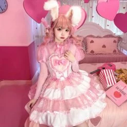 EverythingCuteClub, Creamycuteipie Dress + Rompers Sweet Rabbit Peach Bunny Lolita Dress
