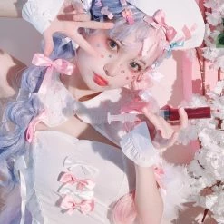 EverythingCuteClub Lingerie + Panties + Sleepwear + Socks Nurse Pinky Lingerie Set Cosplay