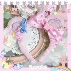 EverythingCuteClub Cheese Cat KC Cute Handmade Hairband Lolita Accessories Yamikawaii