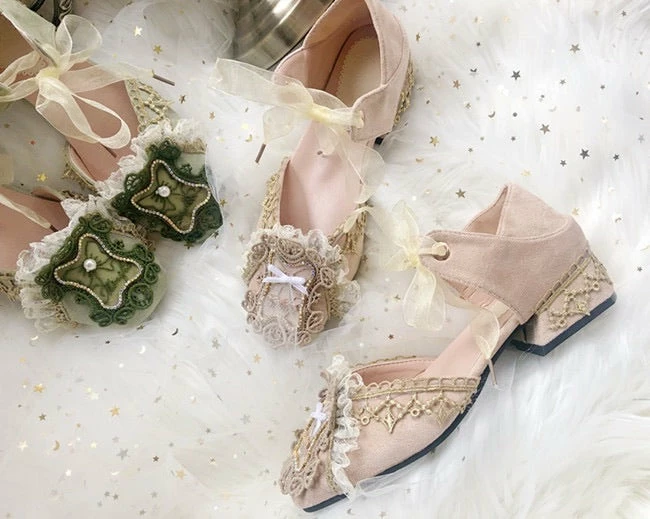 EverythingCuteClub Accessories Retro Summer Palace Mid Heel Shoes Handcrafted 3 EverythingCuteClub Accessories Retro Summer Palace Mid Heel Shoes Handcrafted