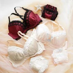 EverythingCuteClub Japan Satin Style Cover Cup Bra Set (1bra+1 Pantie)big Size Available
