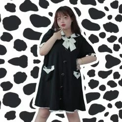 EverythingCuteClub Plus Size More Kawaii Milky Black Dress