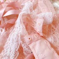 EverythingCuteClub The Dream Of White Peach Lace Lingerie Babydoll Lingerie + Panties + Sleepwear + Socks