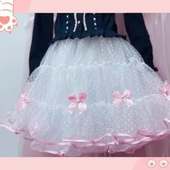 EverythingCuteClub Rabbit Bowknot Underskirt Panier Drawer Mesh Tutu Skirt Panier Drawers (Underskirt)