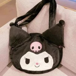 EverythingCuteClub Fleece Kuromi Pom Pom Purin Hellokitty Cinnamoroll My Melody Bag