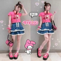 EverythingCuteClub BP Cherry Bear Crop Top / Oversized T-shirt