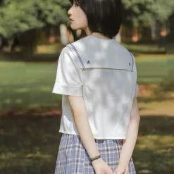 EverythingCuteClub Sanrio Collaboration Cinnamoroll Seifuku Jk Uniform Top White / Blue