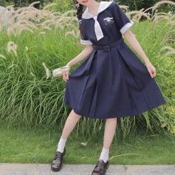 EverythingCuteClub Dress + Rompers Pre-order Sanrio Collaboration 2021 SS Cinnamoroll Short Sleeve Seifuku Dress