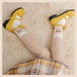EverythingCuteClub Meiruru Leather Shoes Low Heel Sheep Puff Accessories 41 EverythingCuteClub Meiruru Leather Shoes Low Heel Sheep Puff Accessories