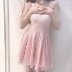 EverythingCuteClub Ballet Style Pink Slip Dress Dress + Rompers