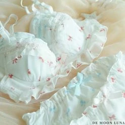 EverythingCuteClub Lingerie + Panties + Sleepwear + Socks Bowknot Girlish Bra Sets Big Size Available