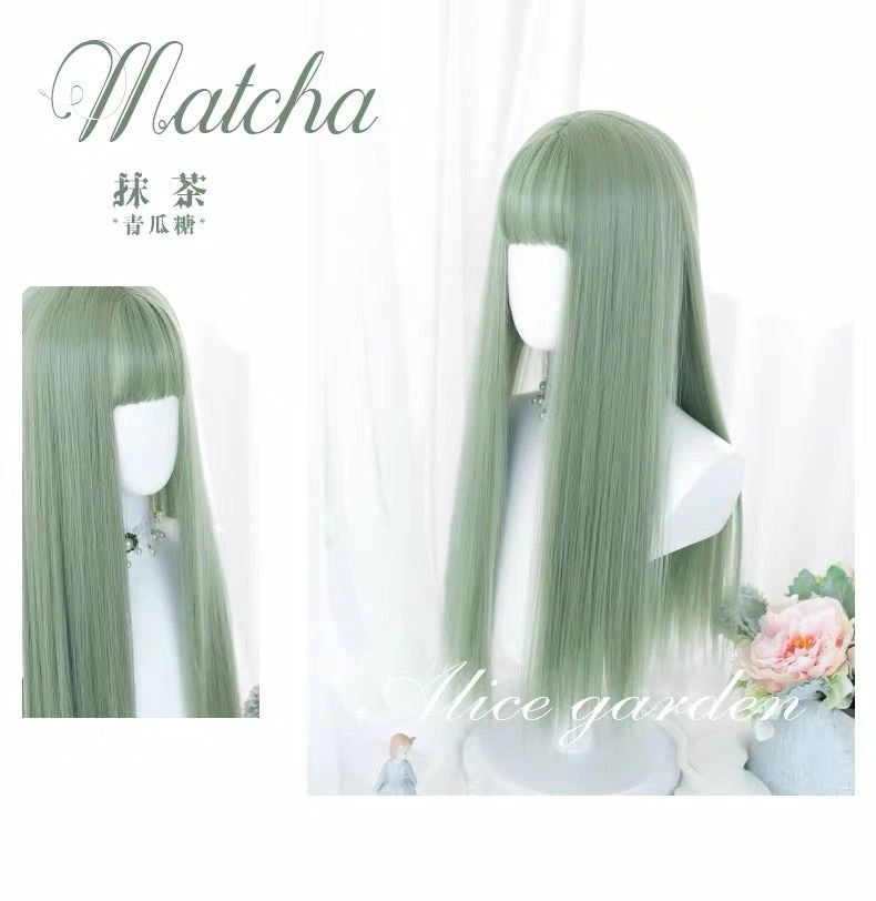 EverythingCuteClub Matcha Green Hair Wigs Curl / Straight 5 EverythingCuteClub Matcha Green Hair Wigs Curl / Straight