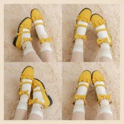 EverythingCuteClub Meiruru Leather Shoes Low Heel Sheep Puff Accessories 40 EverythingCuteClub Meiruru Leather Shoes Low Heel Sheep Puff Accessories