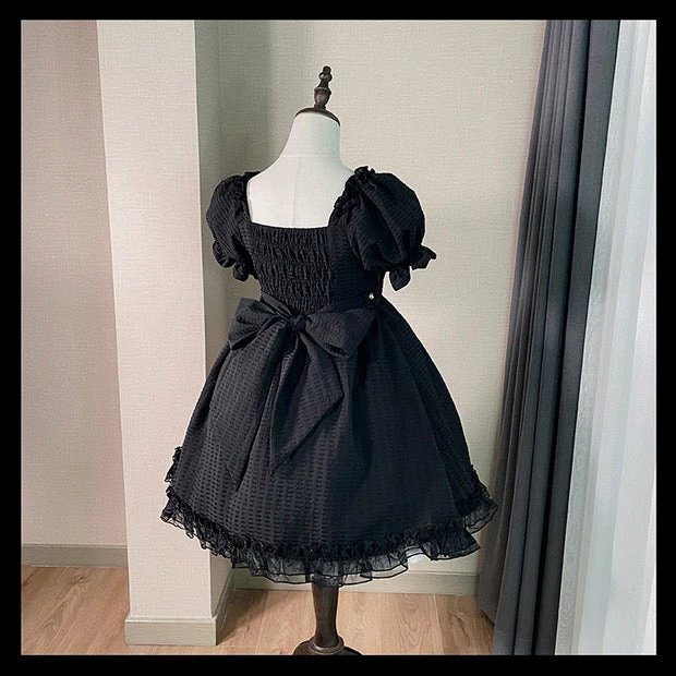 EverythingCuteClub Black Choco Cream Waffle Dolly Dress One Piece Dress 7 EverythingCuteClub Black Choco Cream Waffle Dolly Dress One Piece Dress